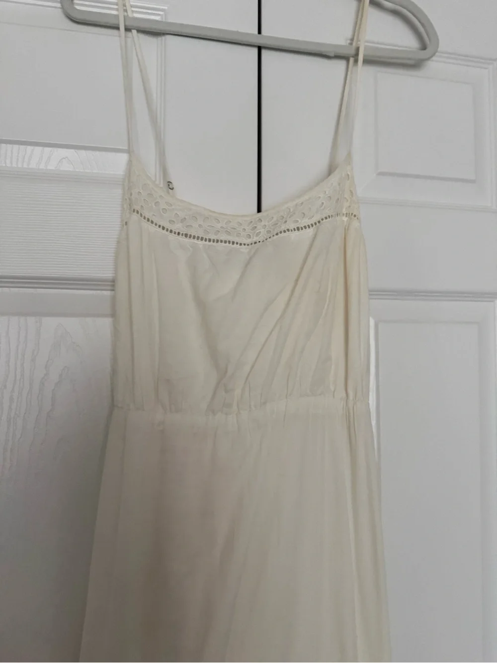 J. Crew Cream Crochet-Hem Maxi Slip Dress